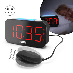 USB Plugged-in Digital Alarm Clock with Bed Vibrating Function